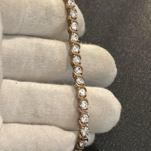 Vintage gold plated tennis bracelet CZ stones - Picture 3 of 6
